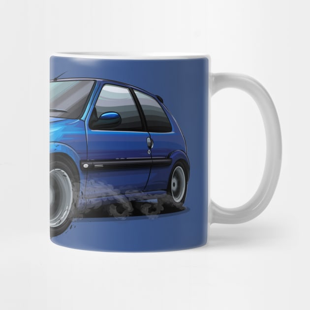 Citroen Saxo Illustration - Blue by Mario Ramos Rally Art